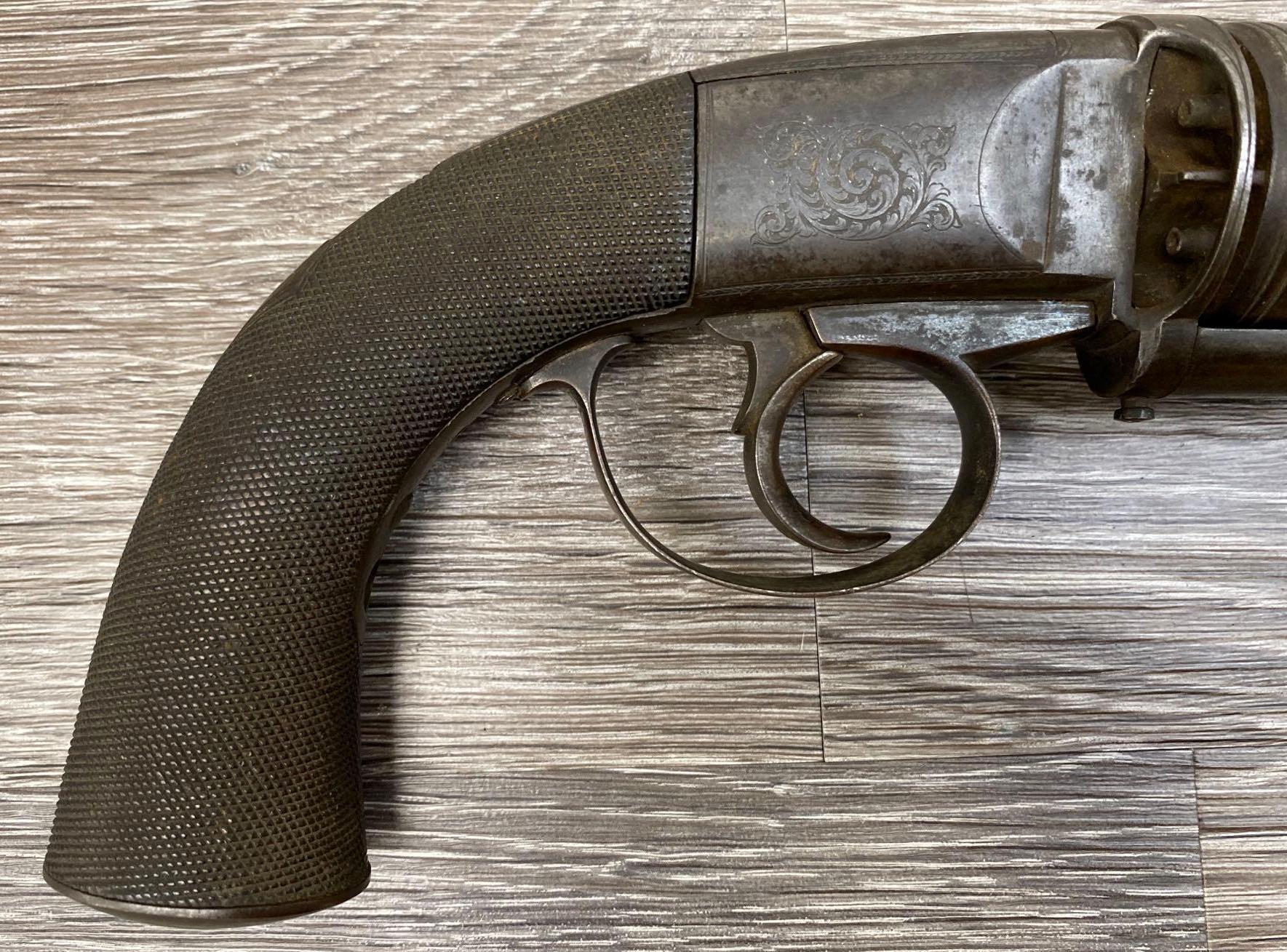 HARVEY'S PATENT 1854 SECOND MODEL SELF COCKING 'HAMMERLESS' SIX SHOT REVOLVER