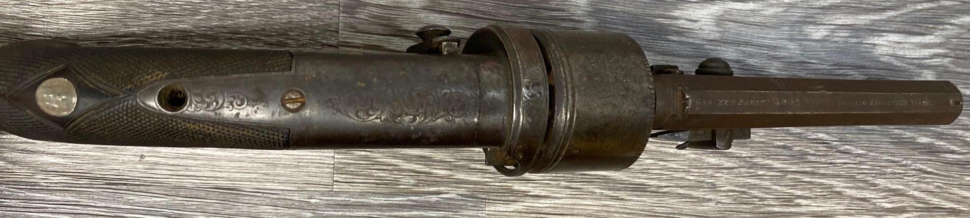 HARVEY'S PATENT 1854 SECOND MODEL SELF COCKING 'HAMMERLESS' SIX SHOT REVOLVER