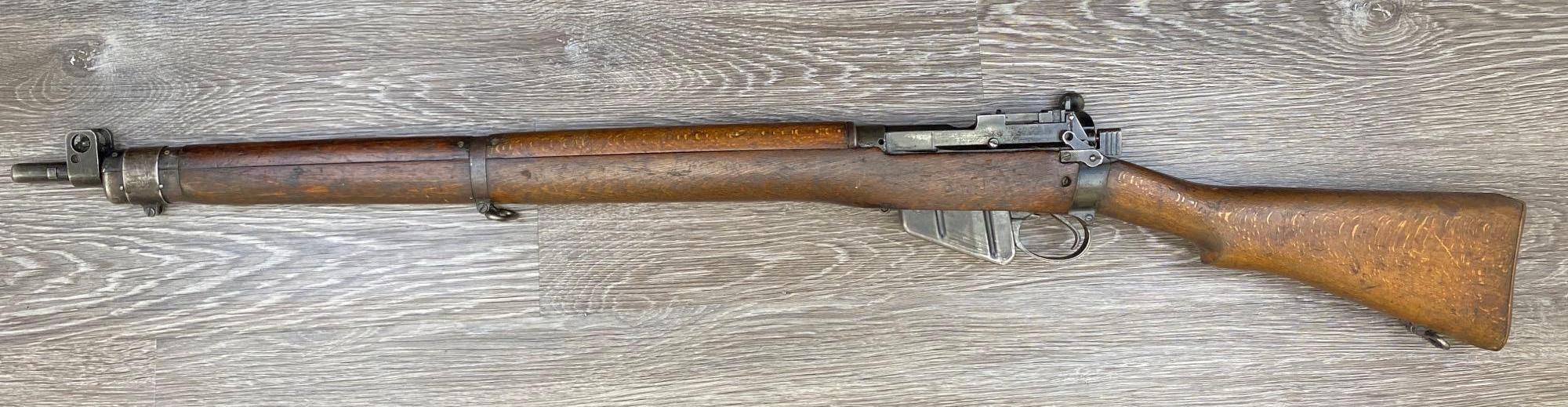 LEE ENFIELD NO. 4 MK. II BOLT-ACTION RIFLE W/MATCHING BAYONET & SCABBARD DATED 11/54