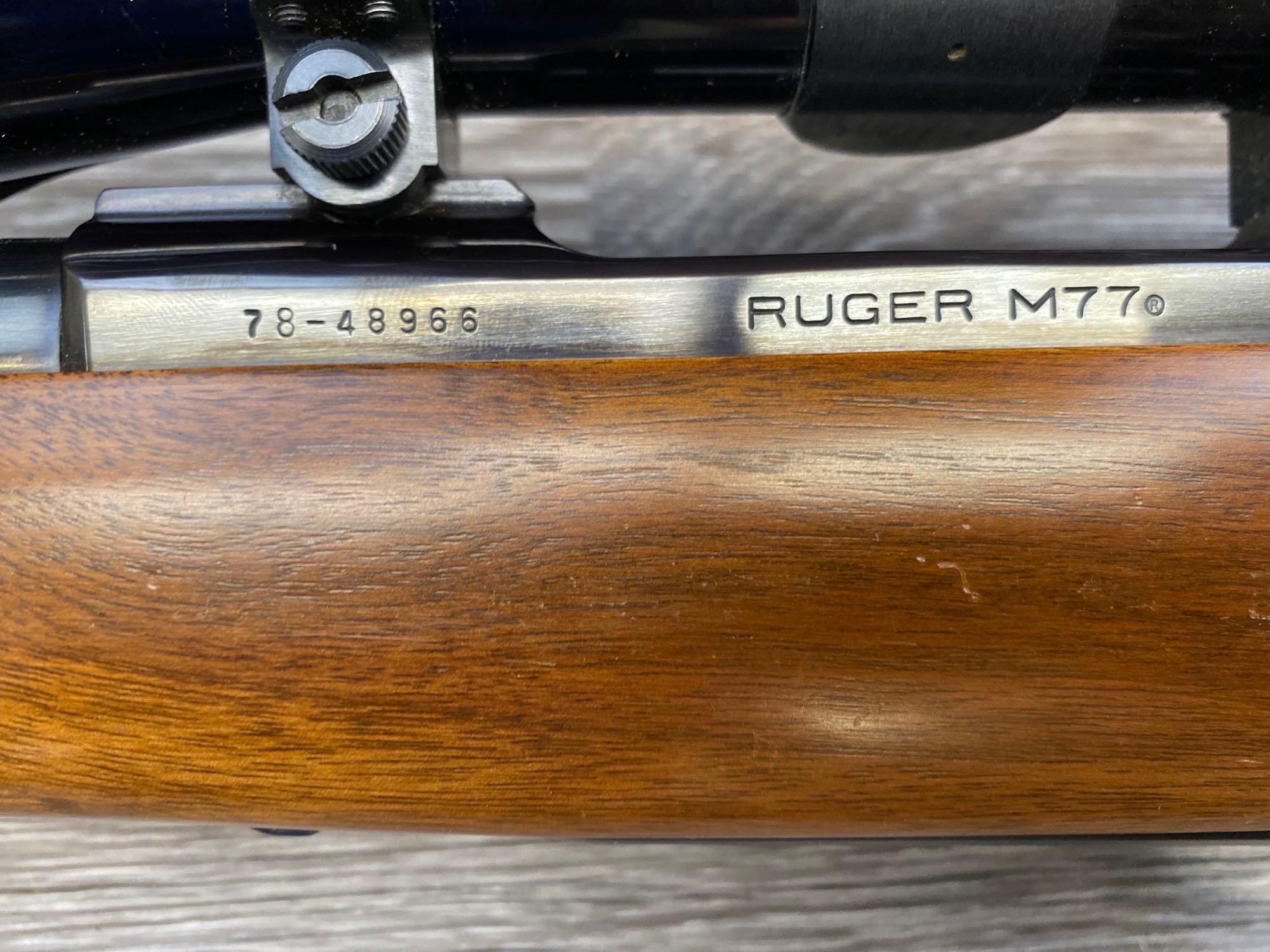 RUGER MODEL M77 .270 WIN CALIBER BOLT-ACTION RIFLE W/LEUPOLD ADJUSTABLE VARI-X 3X9 COMPACT SCOPE.