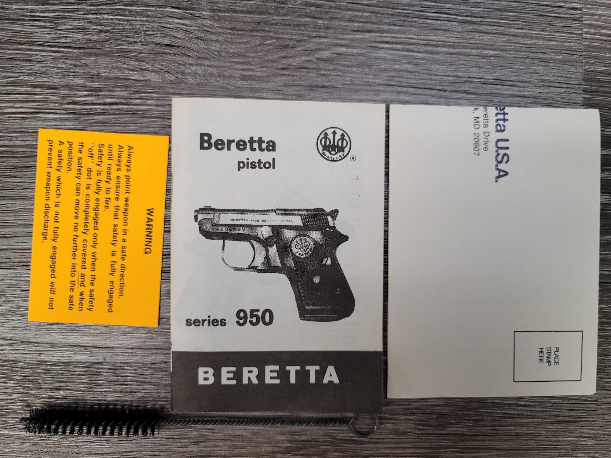 BERETTA MODEL 950BS .22 SHORT TIP-UP BARREL SEMI-AUTO PISTOL