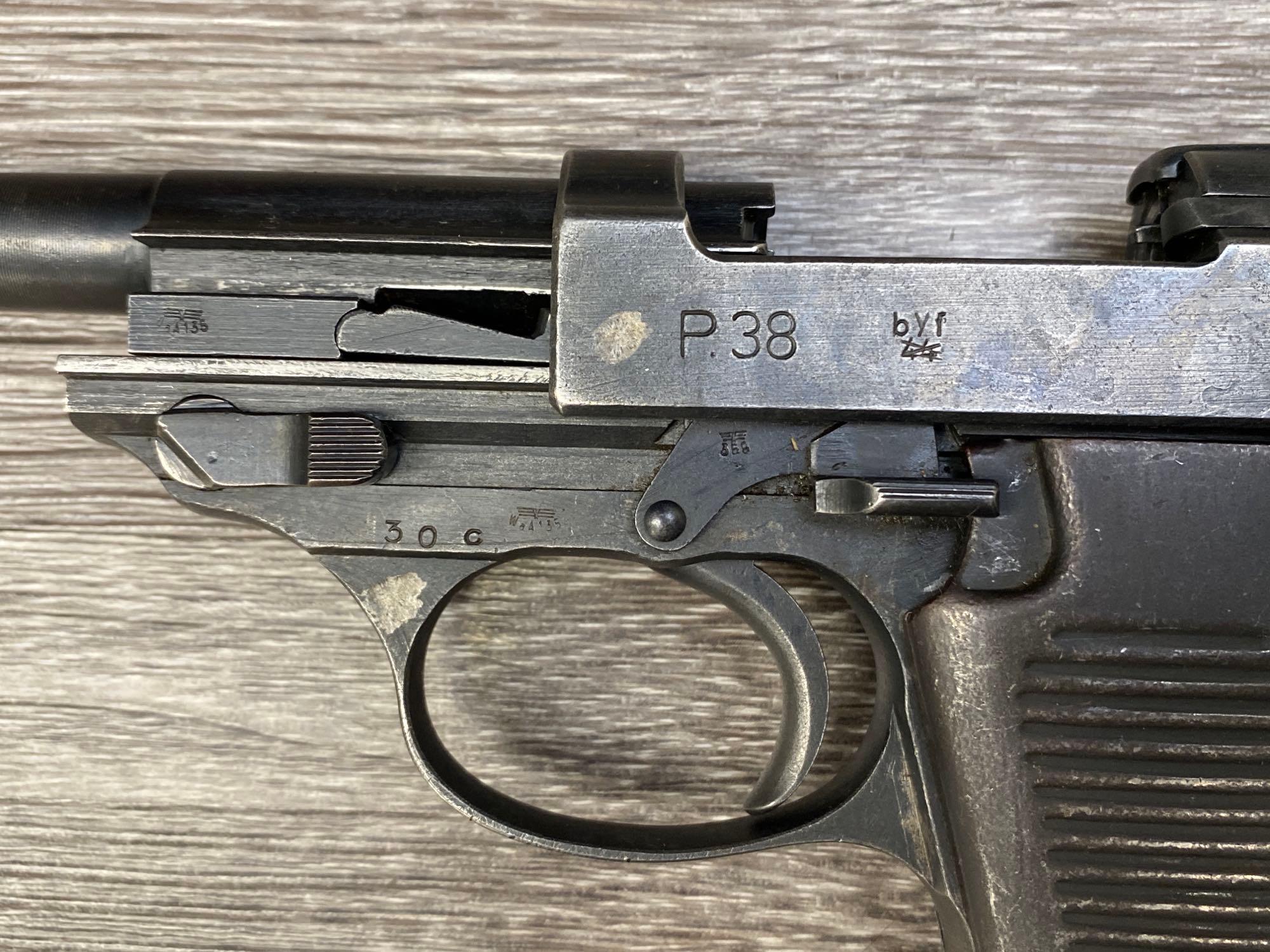 WWII GERMAN WAFFEN PROOFED MAUSER "byf 44" P.38 SEMI-AUTO 9MM PISTOL