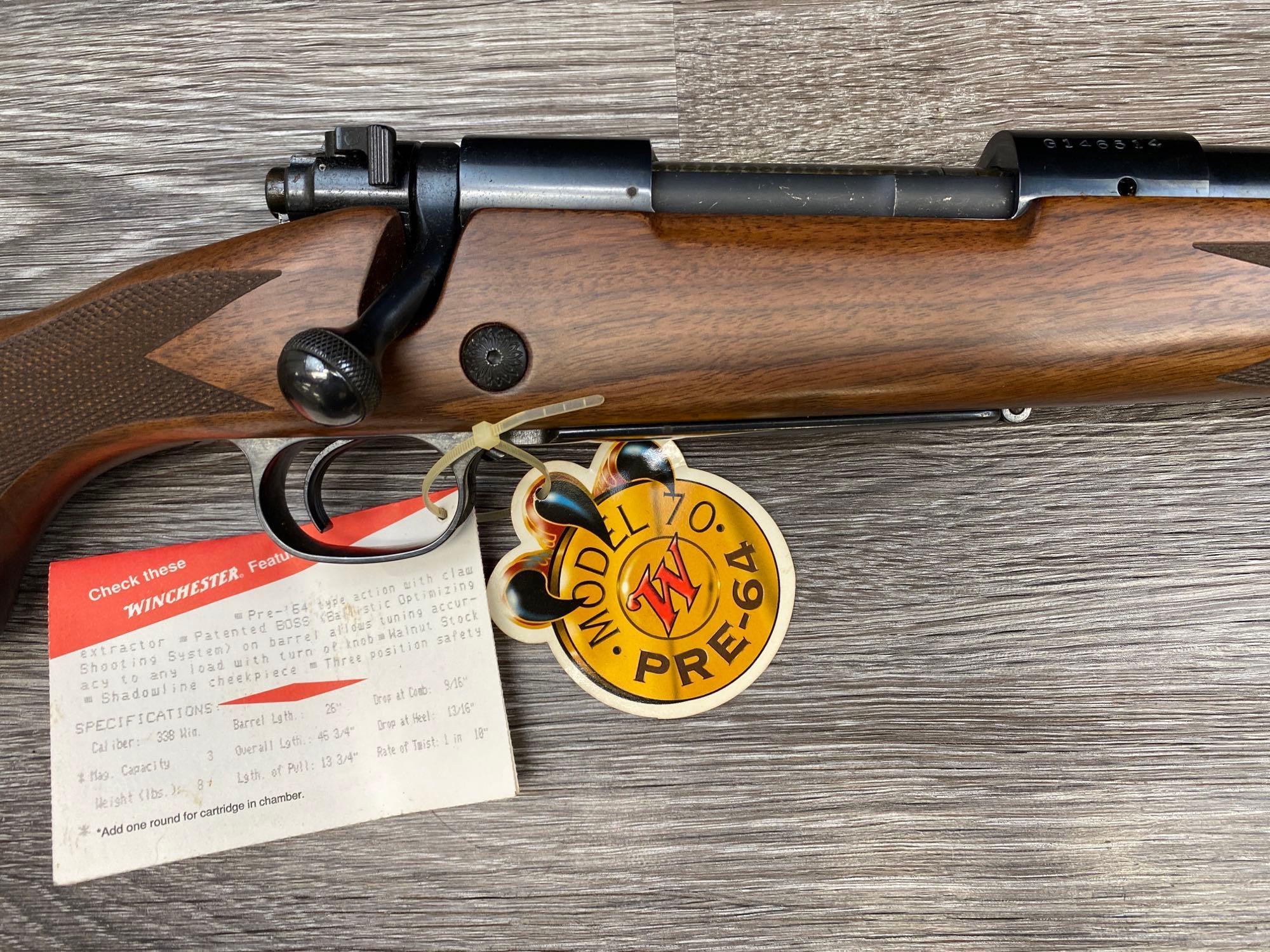 WINCHESTER MODEL 70 SUPER GRADE .338 WIN MAG BOLT ACTION RIFLE W/BOSS MUZZLE BREAK SYSTEM