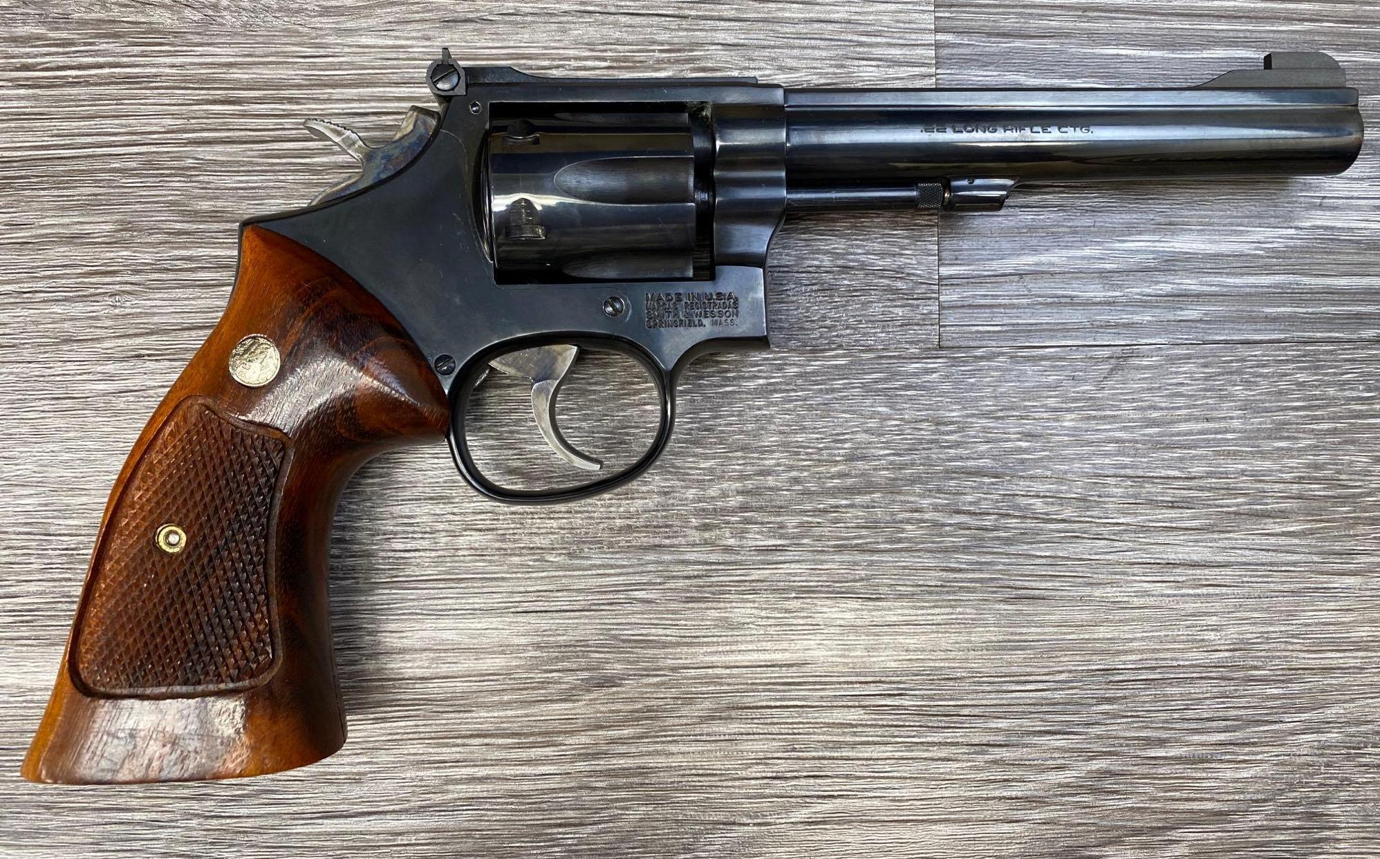 SMITH & WESSON MODEL 17-5 .22 LR CAL. DA REVOLVER W/FACTORY CARDBOARD BOX/MATCHING END LABEL/DOCS.