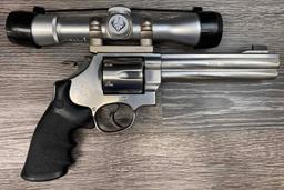 S&W MOD. 629-4 CLASSIC .44 MAG. CAL. STAINLESS STEEL DA REVOLVER W/S&W HARDCASE/DOCS/BUSHNELL SCOPE.