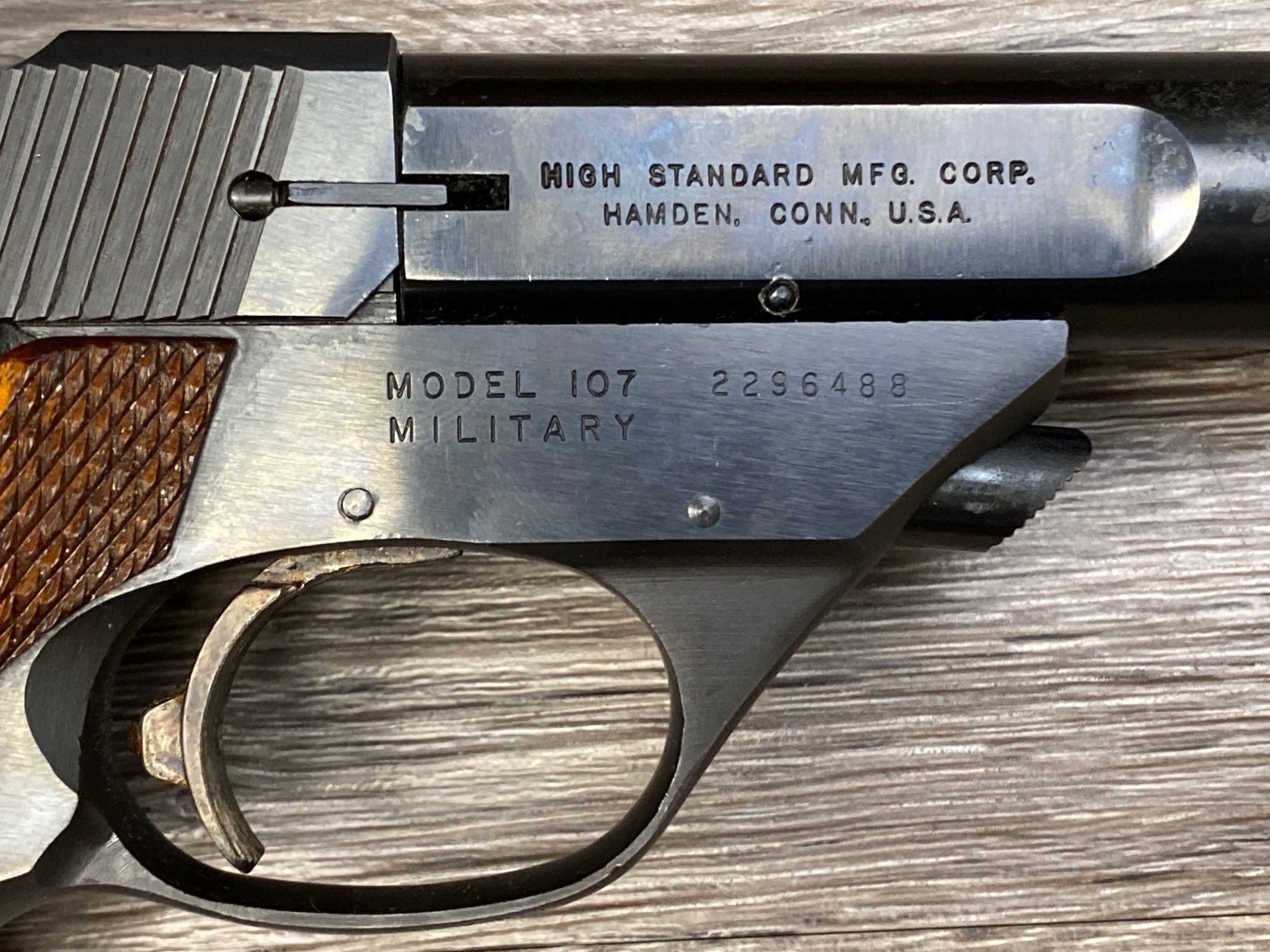 HIGH STANDARD SUPERMATIC CITATION M-107 MILITARY .22 LR SEMI AUTO TARGET PISTOL