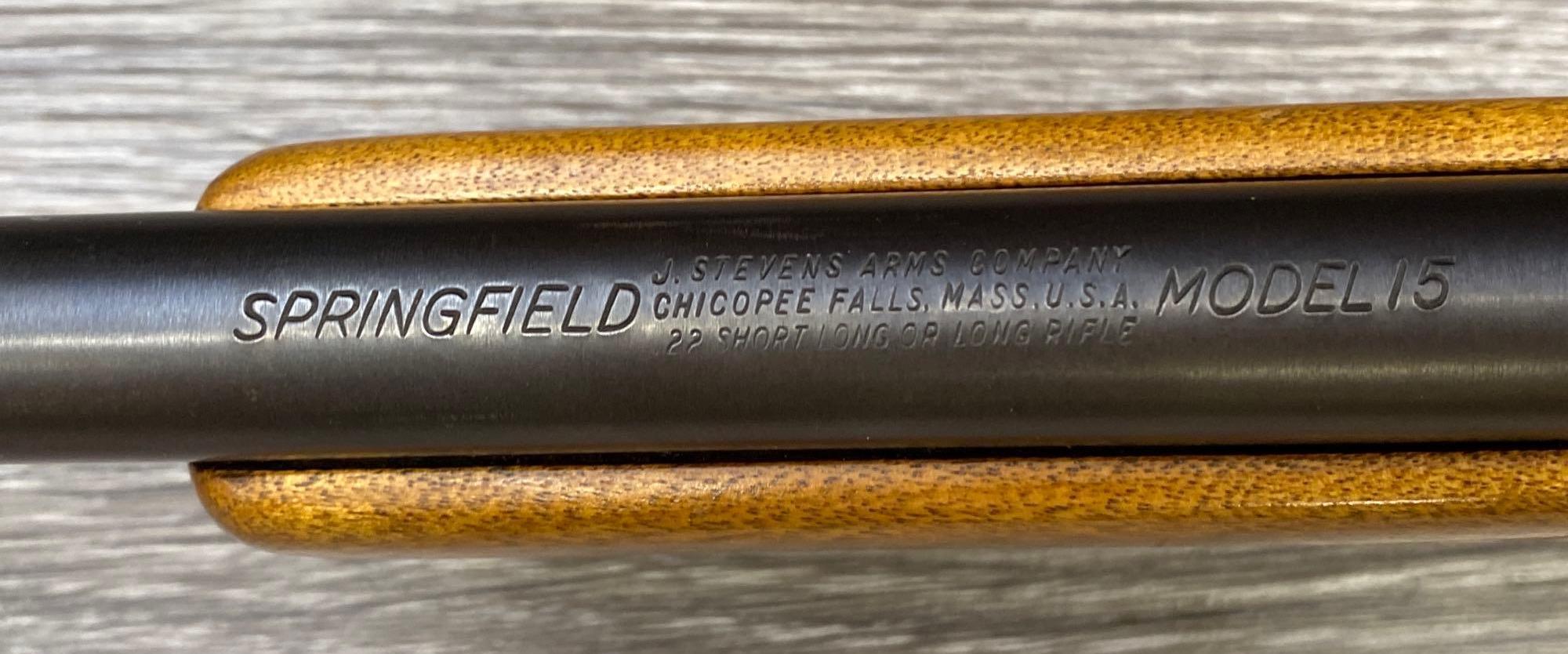 STEVENS/SPRINGFIELD MODEL 15 BOLT ACTION SINGLE SHOT .22 S, L OR LR