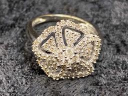 One 14k White Gold Diamond Filigree Ring