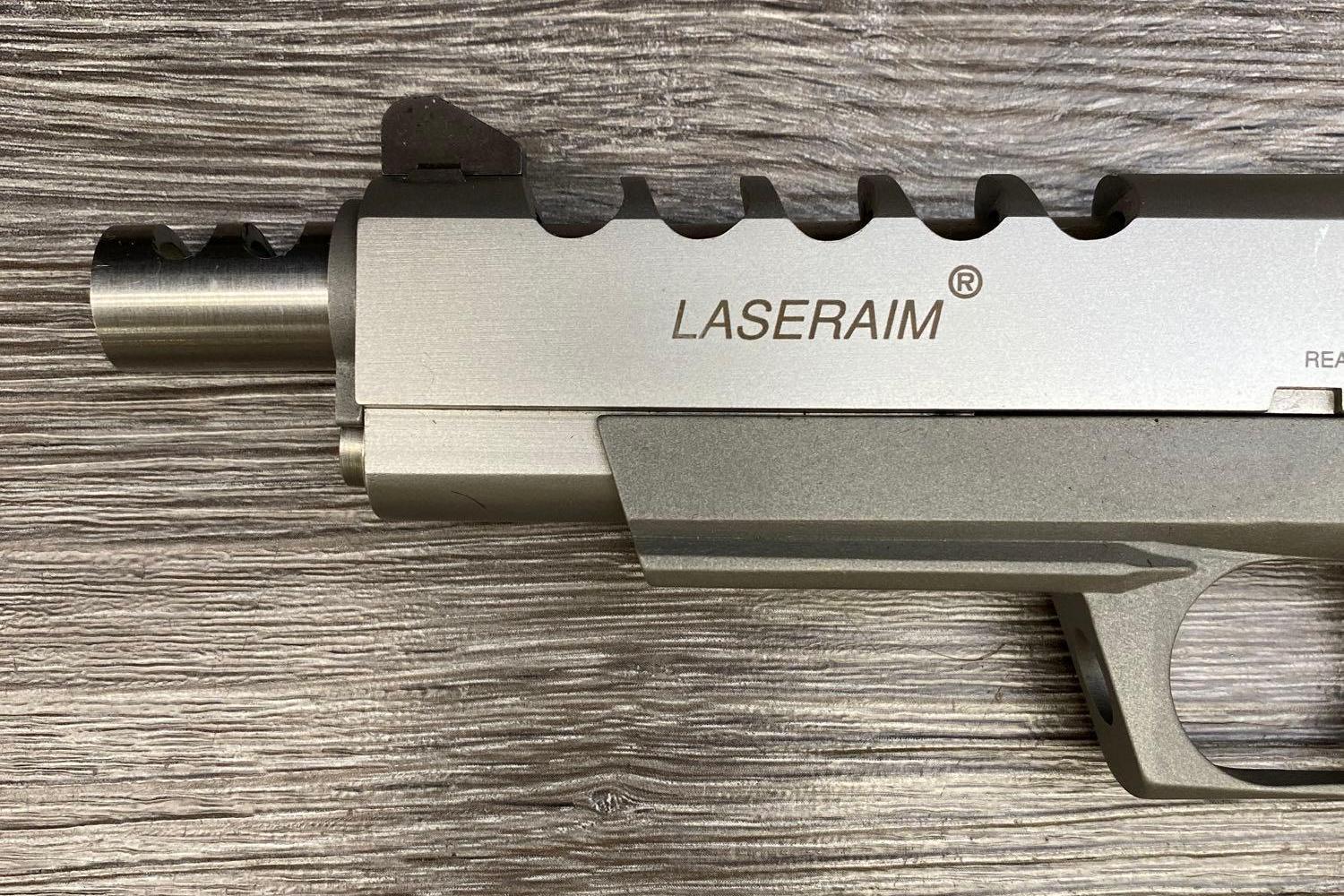 BOXED STAINLESS STEEL LASERAIM ARMS .45 ACP SEMI-AUTO PISTOL