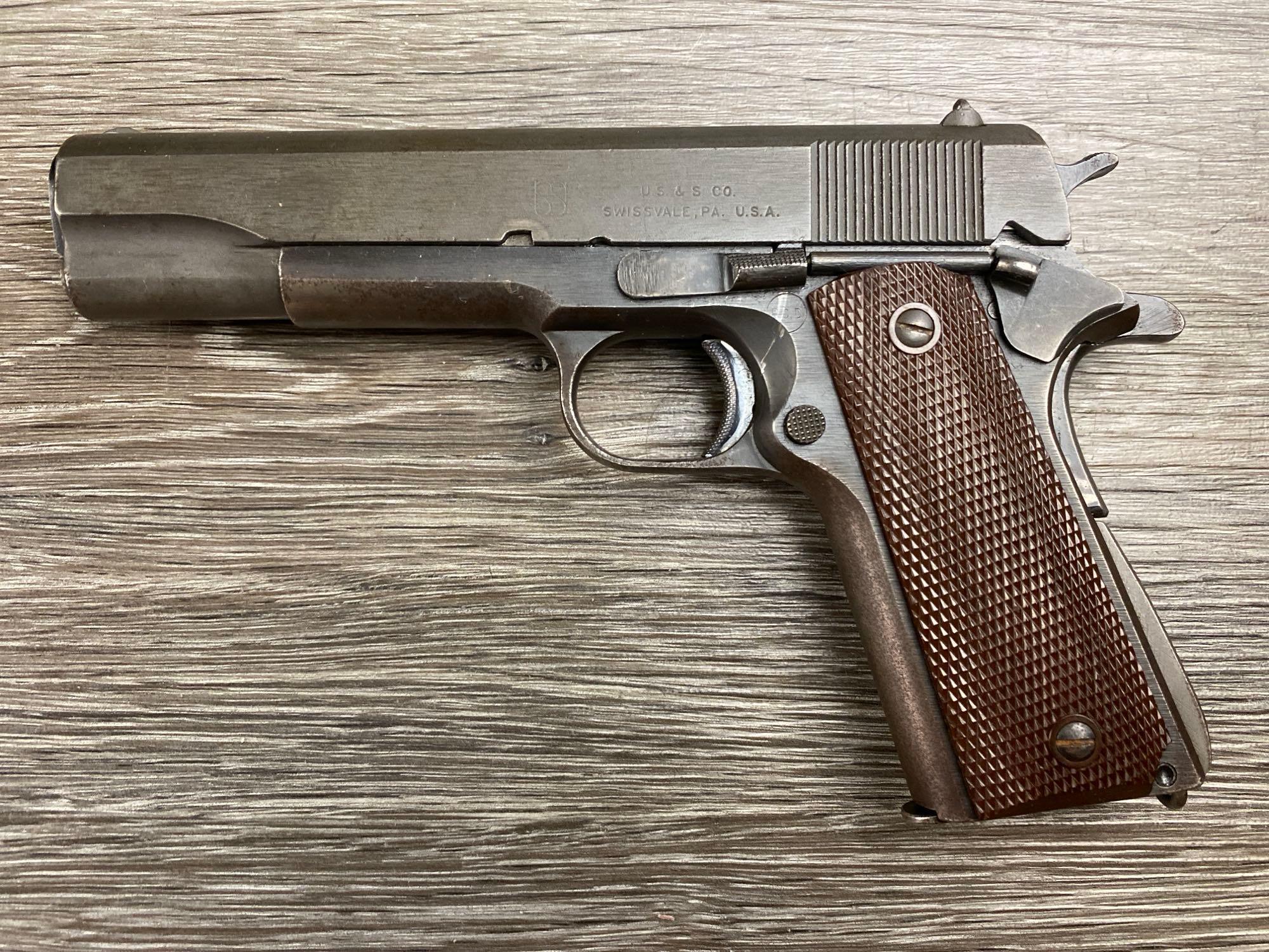 UNION SWITCH & SIGNAL 1911-A1 PISTOL .45 CAL. W/INSCRIPTION (CIRCA 1943)