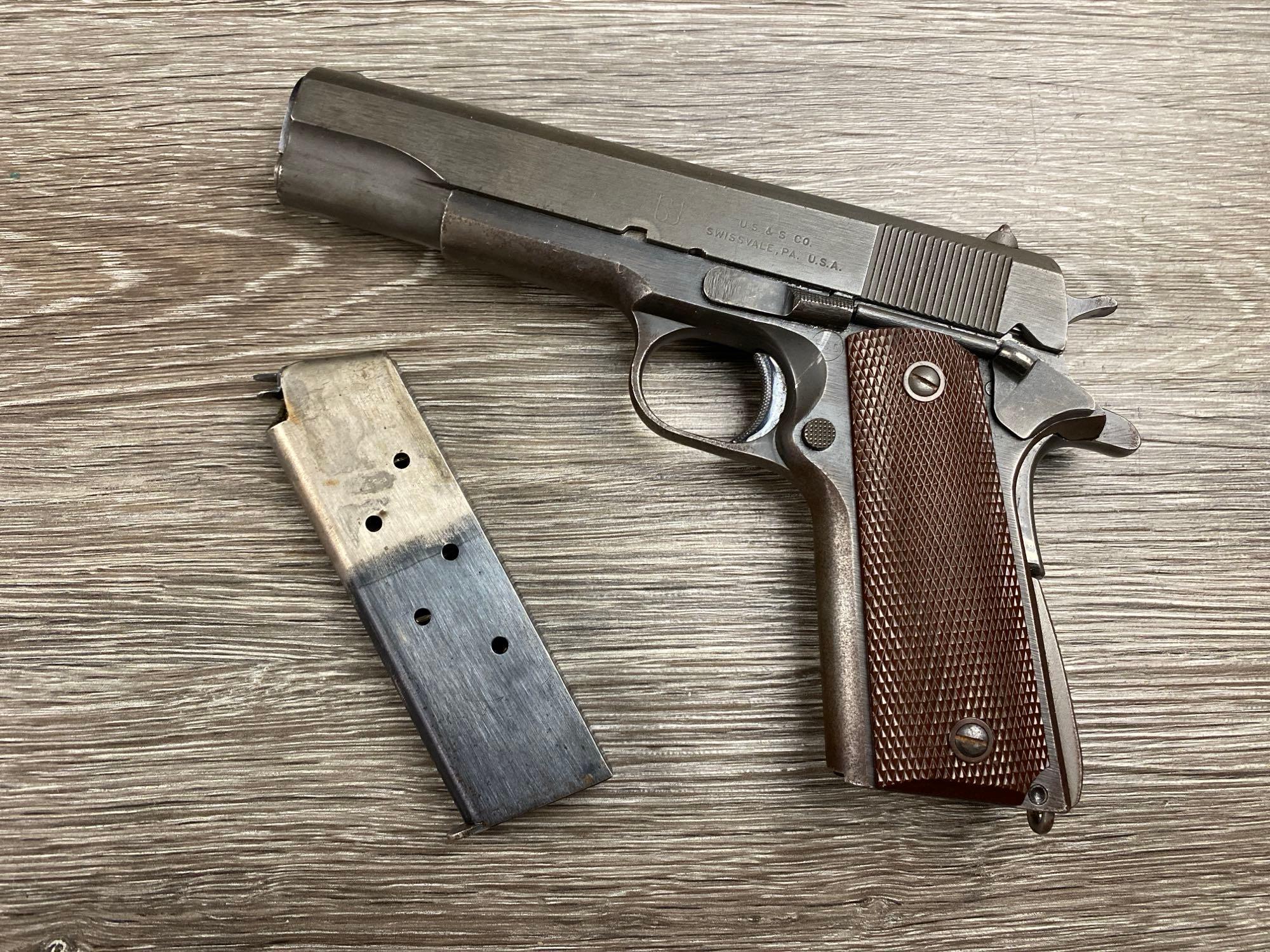 UNION SWITCH & SIGNAL 1911-A1 PISTOL .45 CAL. W/INSCRIPTION (CIRCA 1943)