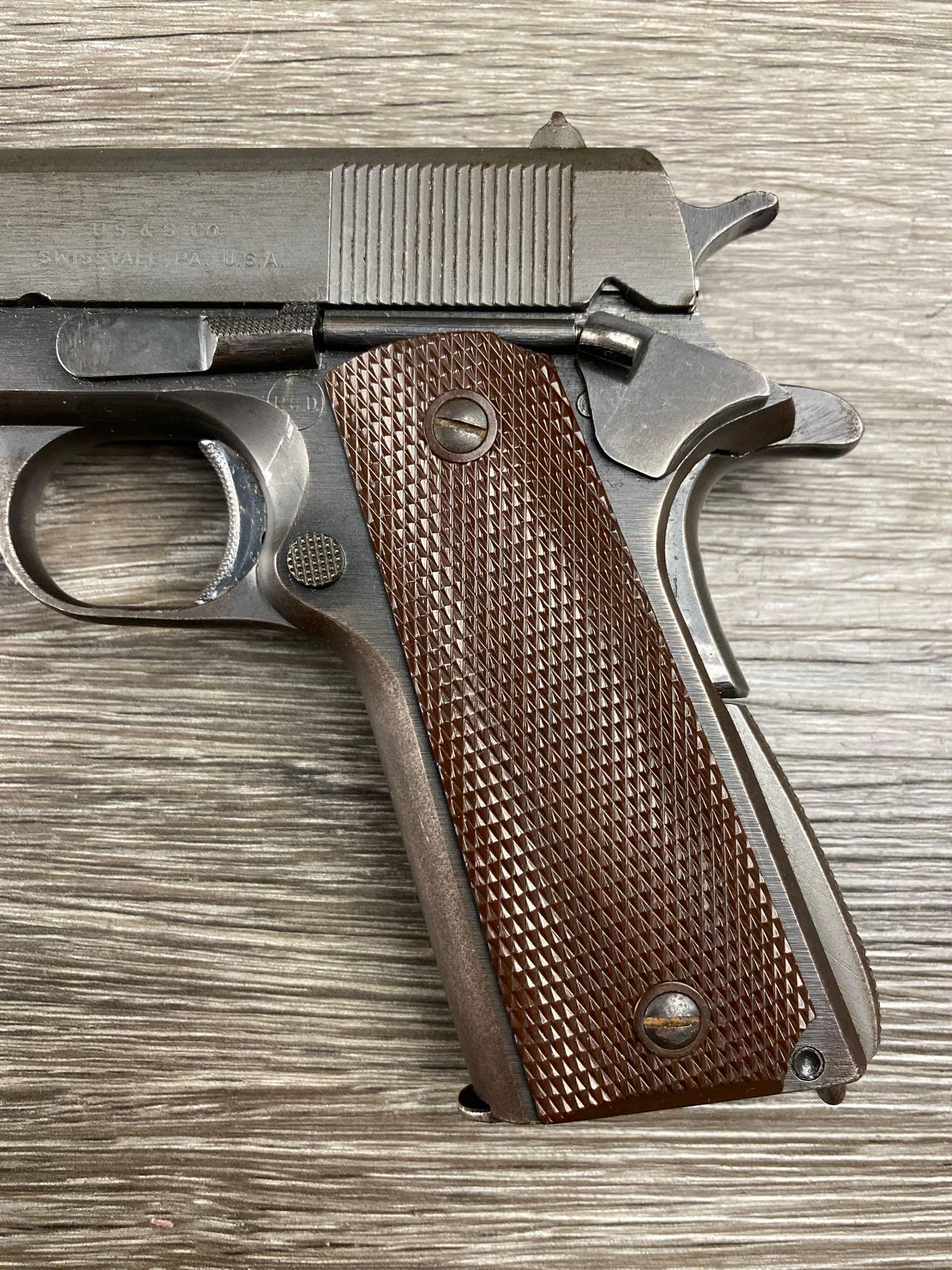 UNION SWITCH & SIGNAL 1911-A1 PISTOL .45 CAL. W/INSCRIPTION (CIRCA 1943)