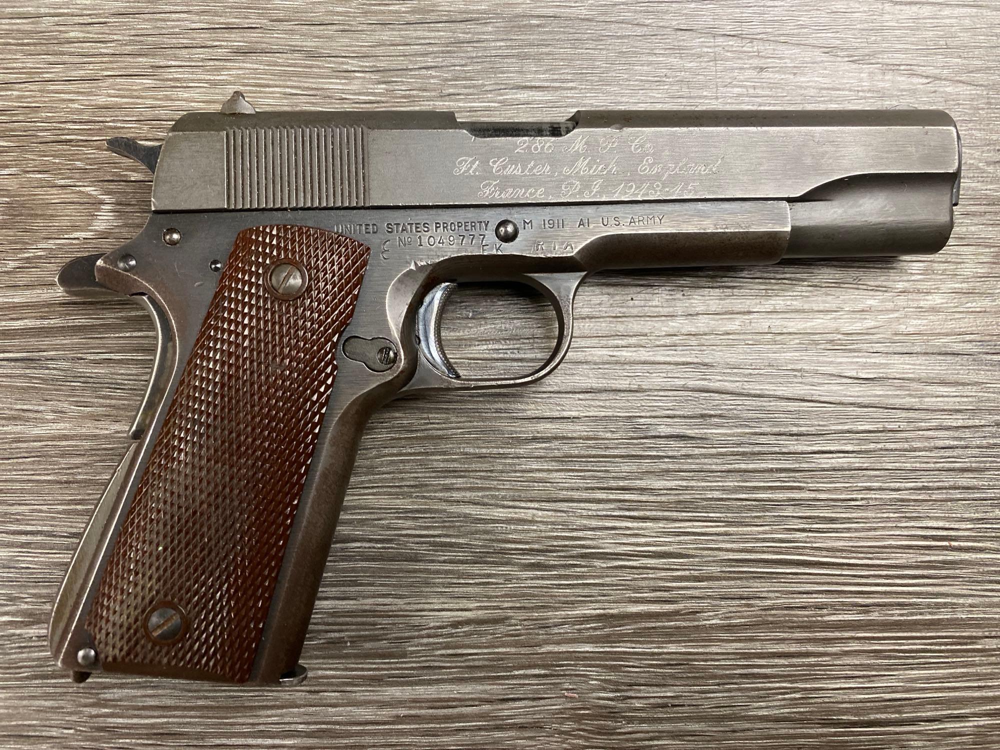 UNION SWITCH & SIGNAL 1911-A1 PISTOL .45 CAL. W/INSCRIPTION (CIRCA 1943)