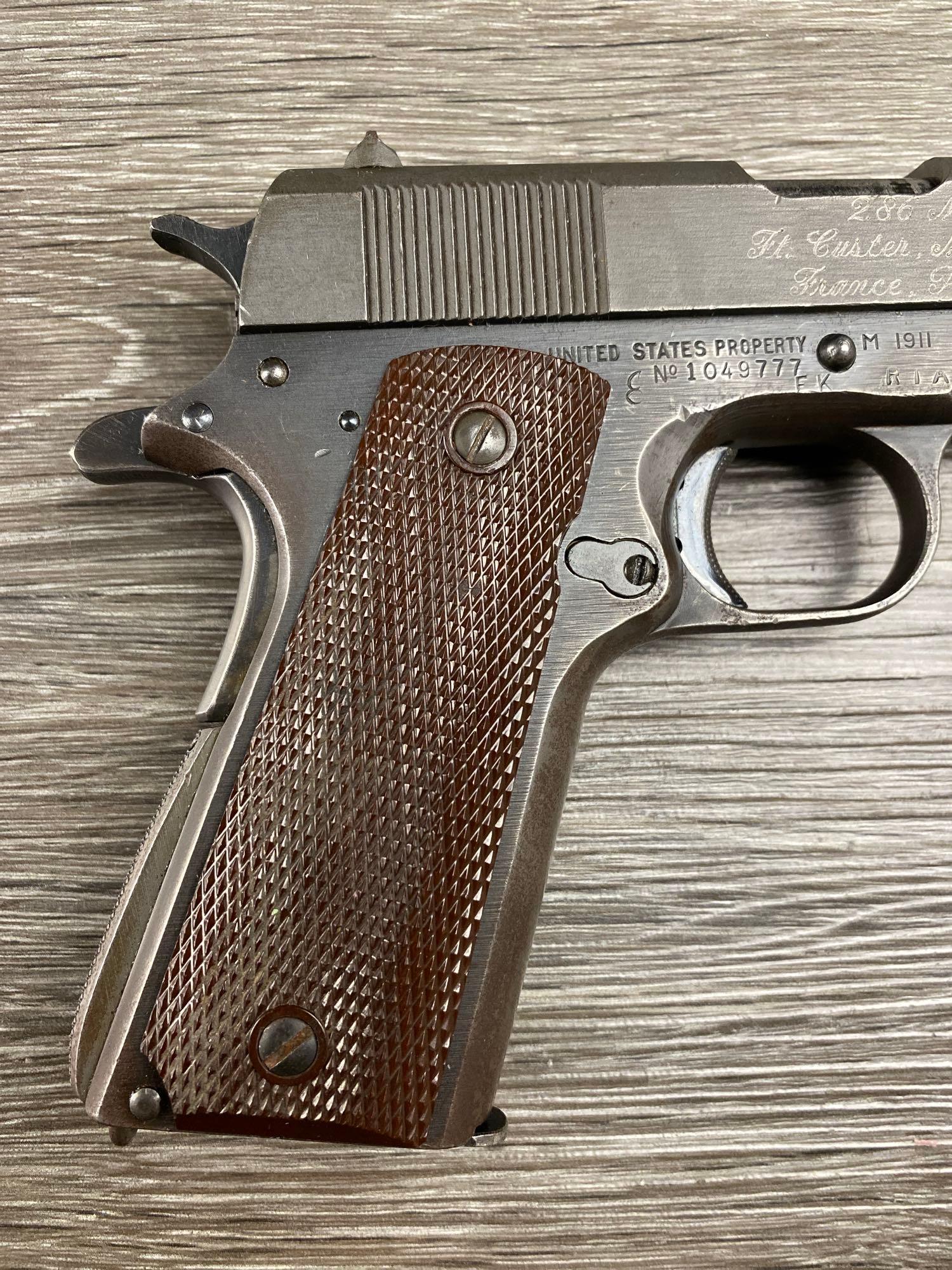 UNION SWITCH & SIGNAL 1911-A1 PISTOL .45 CAL. W/INSCRIPTION (CIRCA 1943)