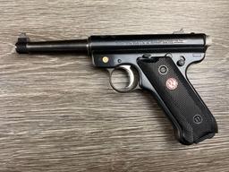 LIKE NEW RUGER MK II .22LR 4.75" BBL. REVOLVER W/CASE/DOCS/1 EXTRA MAG