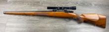 BELGIAN MAUSER BOLT ACTION SPORTING FULL-STOCK RIFLE .243 WIN CAL. w/ BAUSCH & LOMB SCOPE