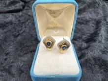 18K YELLOW GOLD EARRINGS SET w/ PEAR-SHAPED SAPPHIRES