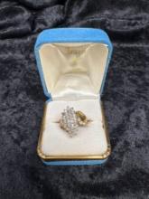 DIAMOND CLUSTER RING w/ 10K YELLOW GOLD