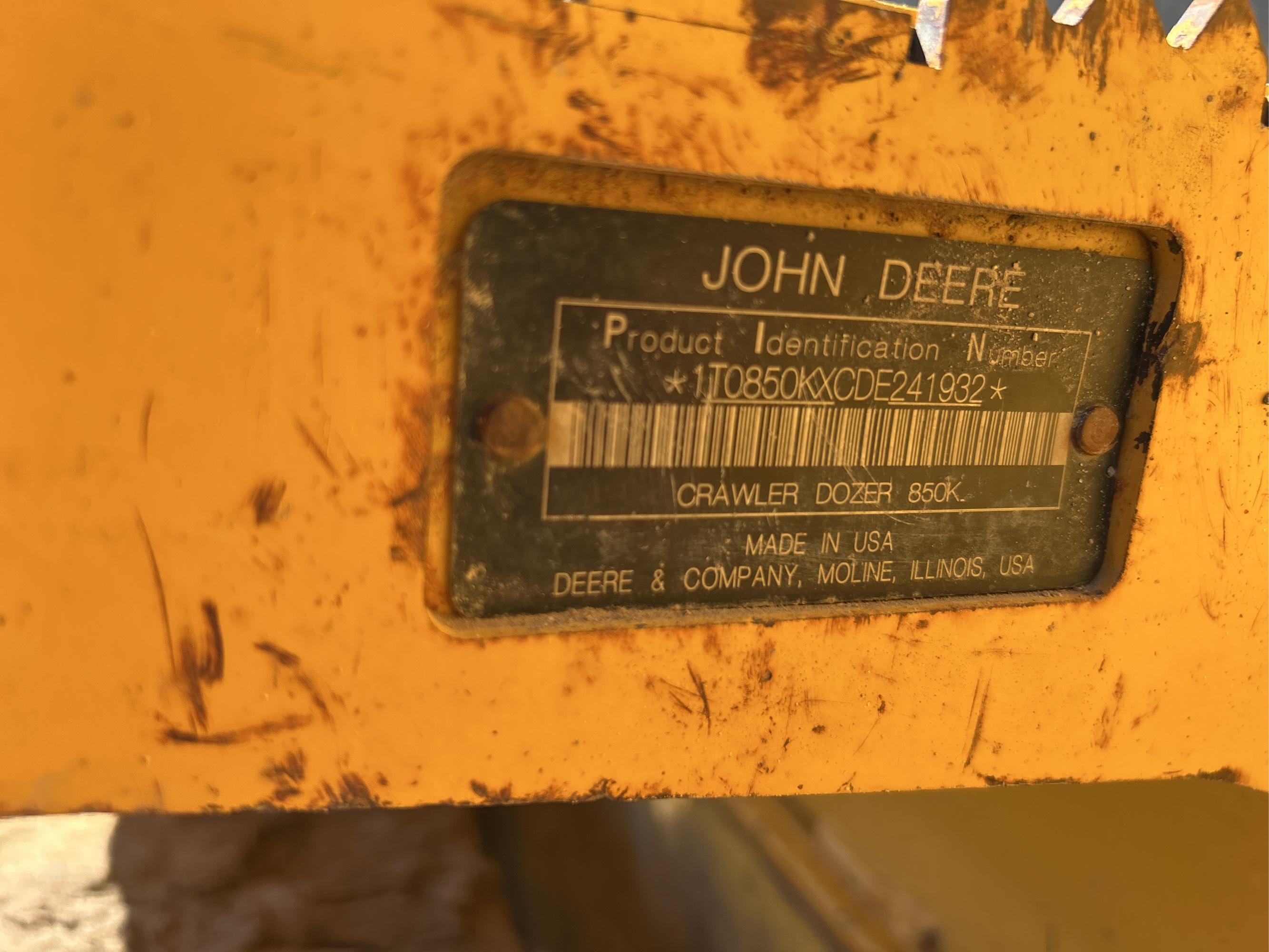 2013 John Deere 850K Crawler Tractor