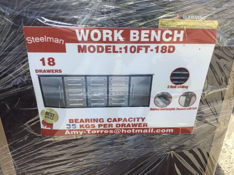 STEELMAN 10FT 18 DRAWER WORK BENCH