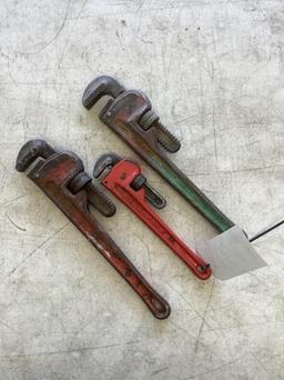 (3) PIPE WRENCHES