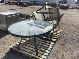 PATIO TABLE AND ASST CHAIRS