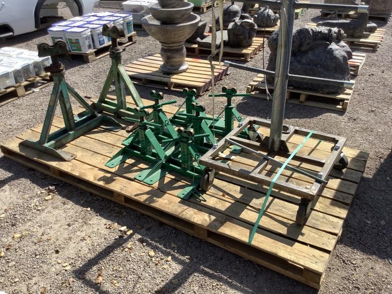 PALLET OF ASST METAL STANDS AND ROLLERS