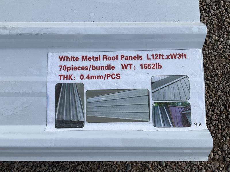 (70) SHEETS OF 3FT X 12FT WHITE METAL ROOF PANELS