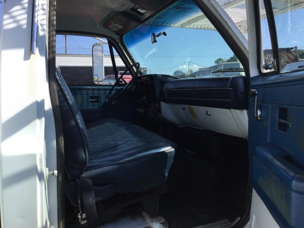 1983 CHEV C70 BUCKET TRUCK (5SPD/2SPD, 366 BIG BLOCK GAS, TECP 45' BOOM. 12' BAKER UTILITY BED,