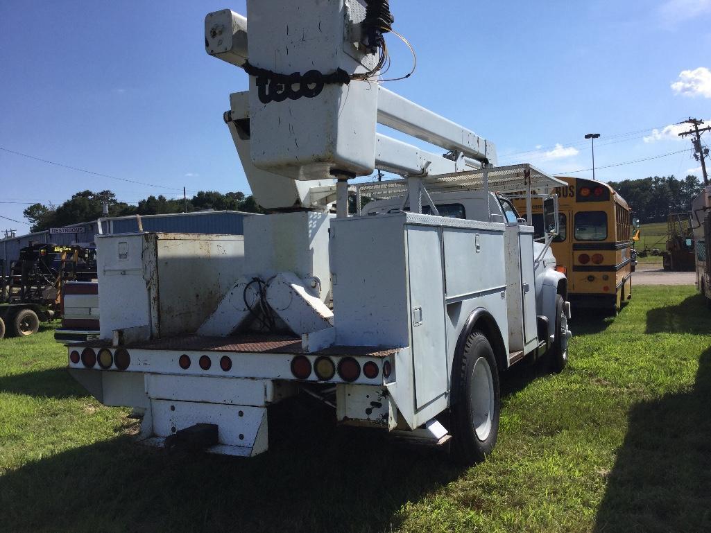 1983 CHEV C70 BUCKET TRUCK (5SPD/2SPD, 366 BIG BLOCK GAS, TECP 45' BOOM. 12' BAKER UTILITY BED,