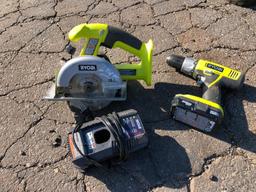 RYOBI POWER TOOLS (SAW & DRILL W/CHARGER)