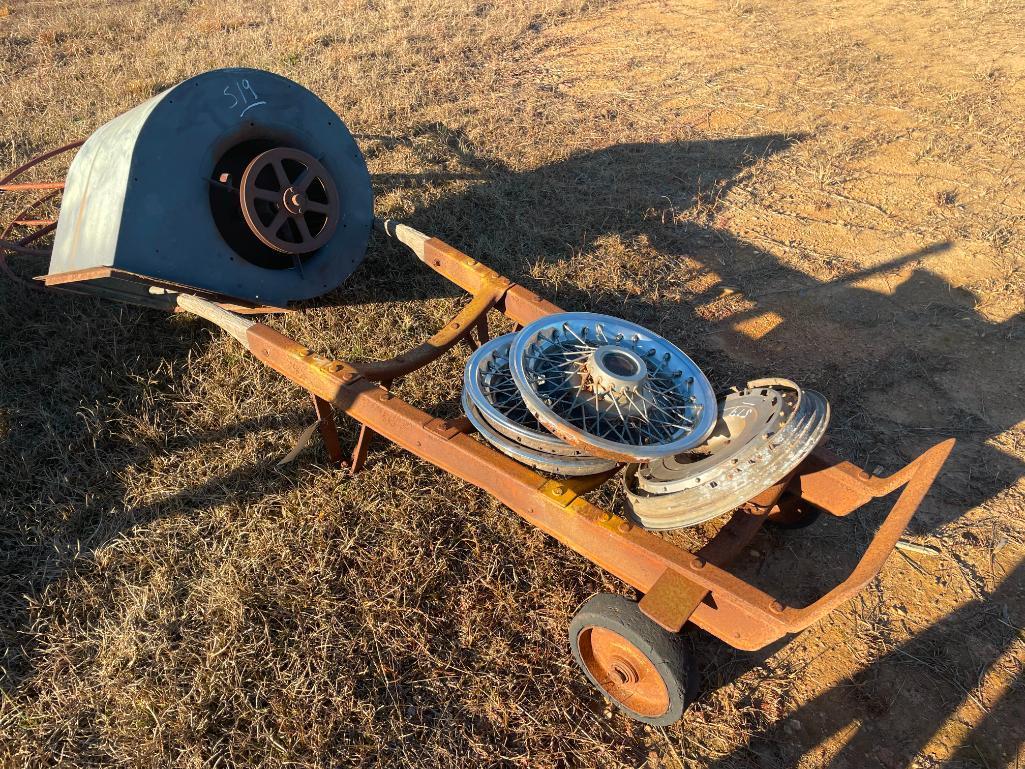 VINTAGE HAND TRUCKS, FAN, REEL, HUB CAPS