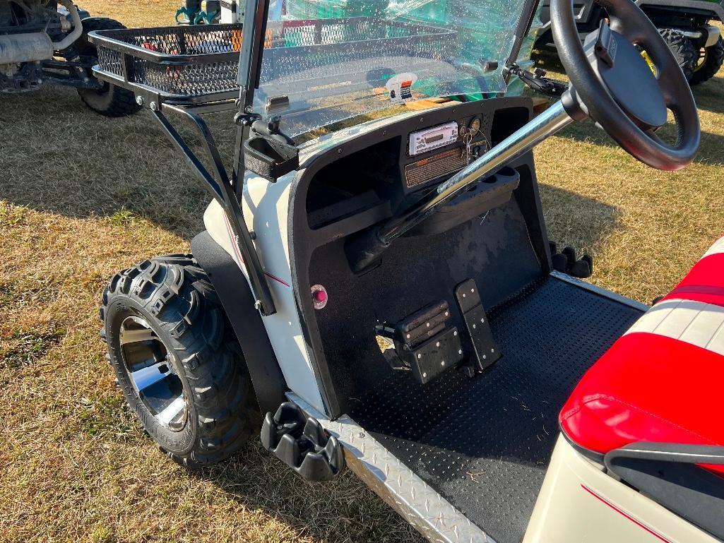 2004 EZ GO GOLF CART (GAS, LIFTED, FLIP REAR SEAT, FAN, FRONT MOUNT RACK, CODE A3004, SN-2131107)""R