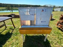 DROP LEAF TABLE W/STAINLESS STEEL CABINET
