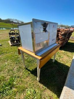 DROP LEAF TABLE W/STAINLESS STEEL CABINET