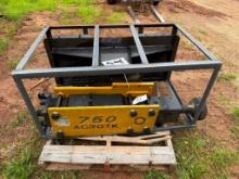 UNUSED AGT 750 AGROTK HYDRAULIC DROP HAMMER ATTACHMENT FOR SKID STEER