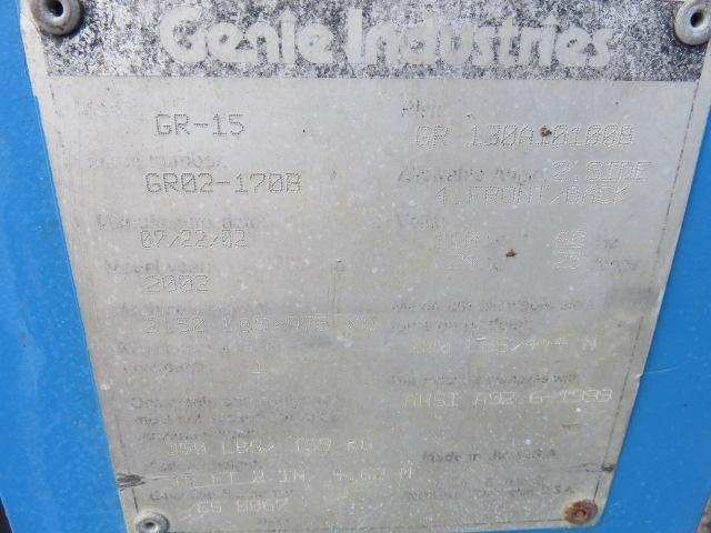 2002 GENIE GR-15 SELF PROPELLED MANLIFT