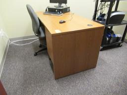 DESK, BOOK SHELF & ROLLING CHAIR