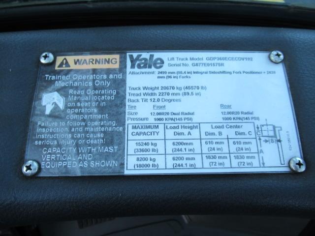 2017 YALE GDP360ECECDV192 FORKLIFT