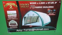 2021 GOLDEN MOUNT 20' X 30' X 12' DOME STORAGE SHELTER (UNUSED)