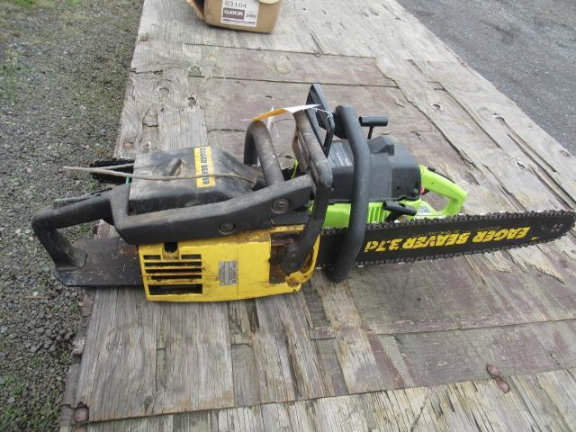 EAGER BEAVER 626771 GAS POWERED CHAINSAW W/ 20'' BAR, POULAN PIONEER 2050 GAS POWERED CHAINSAW W/