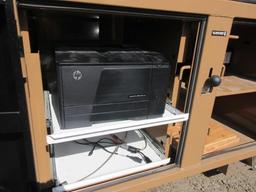 KNAACK 118-01 DATA VAULT COMMUNICATION CENTER W/ 46'' MONITOR, HP LASERJET PRO 200 PRINTER, CYBER