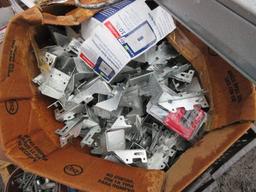 ASSORTED NAILS/SCREWS/STAPLES/METAL HOSES/WALL BRACKETS, & LIGHT