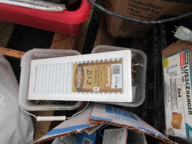 ASSORTED NAILS/SCREWS/STAPLES/METAL HOSES/WALL BRACKETS, & LIGHT