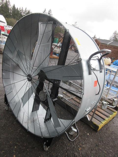 60'' UTILITECH INDUSTRIAL DRUM FAN, HIGH VELOCITY BELT DRIVE FAN, 2-SPEED, GALVANIZED FINISH, MOVES