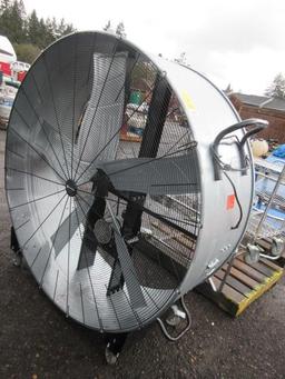 60'' UTILITECH INDUSTRIAL DRUM FAN, HIGH VELOCITY BELT DRIVE FAN, 2-SPEED, GALVANIZED FINISH, MOVES