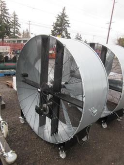 60'' UTILITECH INDUSTRIAL DRUM FAN, HIGH VELOCITY BELT DRIVE FAN, 2-SPEED, GALVANIZED FINISH, MOVES