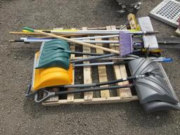ASSORTED BROOMS/SNOW SHOVELS