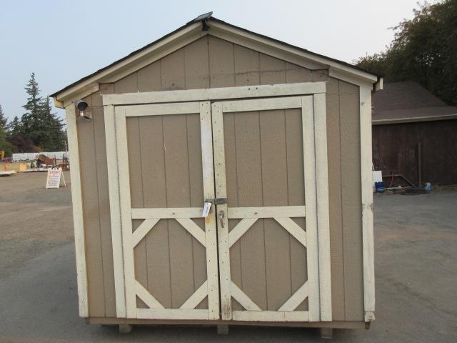 8' X 10' STORAGE SHED W/ SHELVING & LIGHTS *KEYS IN OFFICE