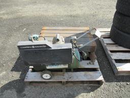 CAMPBELL HAUSFELD AIR COMPRESSOR *NON-RUNNING, & (5) 4.5'' X 4.5'' X 3' STEEL BALLASTS